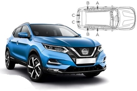 Sluneční clony na okna - NISSAN Qashqai (2018-2021) - Komplet sada (NIS-QASH-5-BX)