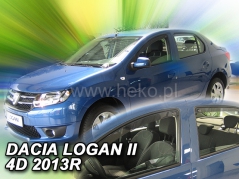 Deflektory na Dacia Logan II, 4-dveřová (+zadní), r.v.: 2013 - (13112)