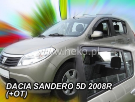 Deflektory na Dacia Sandero / Stepway, 5-dveřová (+zadní), r.v.: 2008 - 2012 (13106)