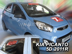 Deflektory na Kia Picanto II, 5-dveřová (+zadní), r.v.: 2011 - 2017 (20151)