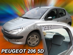 Deflektory na Peugeot 206, 5-dveřová (+zadní), r.v.: 1998 - 2012 (26113)