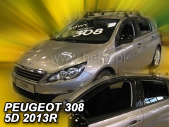 Deflektory na Peugeot 308 II, 5-dveřová (+zadní), r.v.: 2013-2021 (26154)