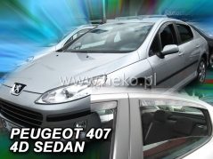 Deflektory na Peugeot 407 sedan, 4-dveřová (+zadní), r.v.: 2004 - 2010 (26138)