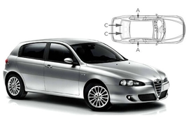 Sluneční clony na okna - ALFA ROMEO 147 5dv. hatchback (2000-2010) - Komplet sada (AR-147-5-A)