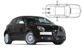 Sluneční clony na okna - ALFA ROMEO Mito (2008-2018) - Komplet sada (AR-MITO-3-A)