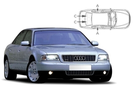 Sluneční clony na okna - AUDI A8/S8 Sedan (1994-2002) - Komplet sada (AU-A8-4-X)