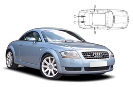 Sluneční clony na okna - AUDI TT (1998-2006) - Komplet sada (AU-TT-2-A)