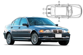 Sluneční clony na okna - BMW 3 Sedan (1998-2005) - Komplet sada (BMW-3SER-4-A)