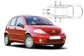 Sluneční clony na okna - CITROEN C3 Hatchback (2002-2009) - Komplet sada (CIT-C3-5-A)