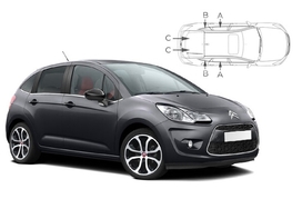 Sluneční clony na okna - CITROEN C3 Hatchback (2009-2016) - Komplet sada (CIT-C3-5-B)