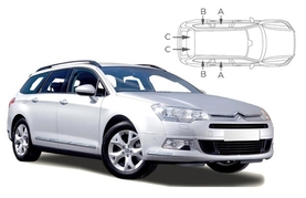 Sluneční clony na okna - CITROEN C5 Combi (2008-) - Komplet sada (CIT-C5-E-B)