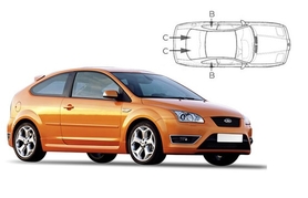 Sluneční clony na okna - FORD Focus hatchback 3dv. (2004-2011) - Komplet sada (FOR-FOCU-3-B)