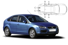 Sluneční clony na okna - FORD Focus hatchback 5dv. (2004-2011) - Komplet sada (FOR-FOCU-5-B)