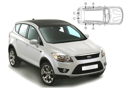 Sluneční clony na okna - FORD Kuga (2008-2012) - Komplet sada (FOR-KUGA-5-A)