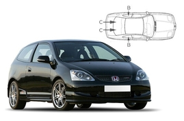 Sluneční clony na okna - HONDA Civic hatchback 3dv. (2001-2006) - Komplet sada (HON-CIVI-3-A)