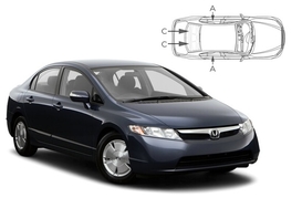 Sluneční clony na okna - HONDA Civic Sedan (2006-2012) - Komplet sada (HON-CIVI-4-B)