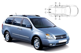 Sluneční clony na okna - KIA Carnival (2006-2014) - Komplet sada (KIA-CARN-5-B)