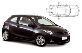 Sluneční clony na okna - MAZDA 2 3dv. (2007-2014) - Komplet sada (MAZ-2-3-A)