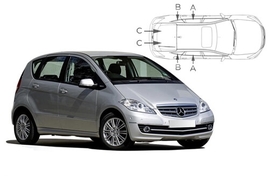 Sluneční clony na okna - MERCEDES-BENZ Serie A 5dv. (2004-2012) - Komplet sada (MB-A-5-B)