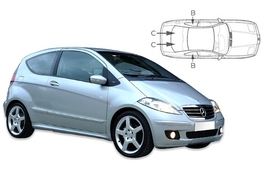 Sluneční clony na okna - MERCEDES-BENZ Serie A 3dv. (2004-2012) - Komplet sada (MB-A-3-B)