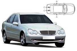 Sluneční clony na okna - MERCEDES-BENZ Serie C sedan (2000-2007) - Komplet sada (MB-C-4-B)