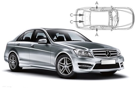 Sluneční clony na okna - MERCEDES-BENZ Serie C sedan (2007-2014) - Komplet sada (MB-C-4-C)