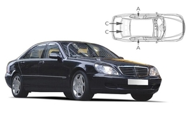 Sluneční clony na okna - MERCEDES-BENZ Serie S sedan (1998-2005) - Komplet sada (MB-S-4-A)