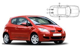 Sluneční clony na okna - MITSUBISHI Colt 3dv. (2004-2012) - Komplet sada (MIT-COLT-3-B)