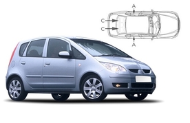 Sluneční clony na okna - MITSUBISHI Colt 5dv. (2004-2012) - Komplet sada (MIT-COLT-5-B)