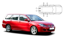 Sluneční clony na okna - MITSUBISHI Lancer Combi (2003-2008) - Komplet sada (MIT-LANC-E-A)