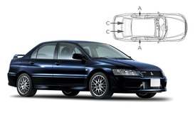 Sluneční clony na okna - MITSUBISHI Lancer sedan (2003-2007) - Komplet sada (MIT-LANC-4-A)