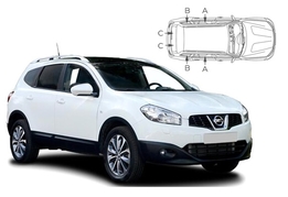 Sluneční clony na okna - NISSAN Qashqai+2 7-miestne (2007-2013) - Komplet sada (NIS-QA+2-5-A)