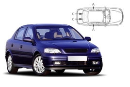 Sluneční clony na okna - OPEL Astra G hatchback/sedan 5dv. (1998-2004) - Komplet sada (VAU-ASTR-5-A)