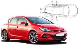 Sluneční clony na okna - OPEL Astra J hatchback/sedan (2009-2015) - Komplet sada (VAU-ASTR-5-C)