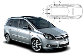 Sluneční clony na okna - OPEL Zafira (2005-2011) - Komplet sada (VAU-ZAFI-5-B)