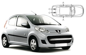 Sluneční clony na okna - PEUGEOT 107 5dv. (2005-2014) - Komplet sada (PEU-107-5-A)