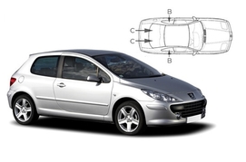 Sluneční clony na okna - PEUGEOT 307 hatchback 3dv. (2000-2007) - Komplet sada (PEU-307-3-A)