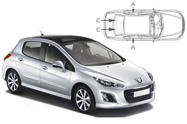 Sluneční clony na okna - PEUGEOT 308 hatchback (2007-2013) - Komplet sada (PEU-308-5-A)