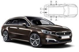 Sluneční clony na okna - PEUGEOT 508 Combi (2010-2018) - Komplet sada (PEU-508-E-A)