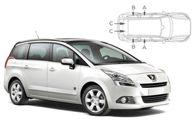 Sluneční clony na okna - PEUGEOT 5008 (2009-2016) - Komplet sada (PEU-5008-5-A)