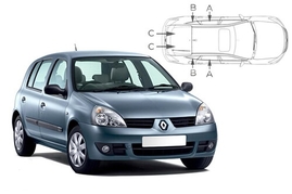 Sluneční clony na okna - RENAULT Clio II. hatchback 5dv. (1998-2005) - Komplet sada (REN-CLIO-5-A)