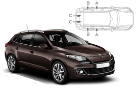 Sluneční clony na okna - RENAULT Megane III. Combi (2009-2016) - Komplet sada (REN-MEGA-E-B)