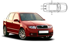 Sluneční clony na okna - SKODA Fabia I. (2000-2007) - Komplet sada (SKO-FABI-5-A)