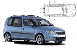 Sluneční clony na okna - SKODA Roomster (2006-2015) - Komplet sada (SKO-ROOM-5-A)