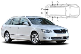 Sluneční clony na okna - SKODA Superb Combi (2008-2015) - Komplet sada (SKO-SUPE-E-B)