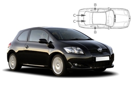 Sluneční clony na okna - TOYOTA Auris hatchback 3dv. (2006-2012) - Komplet sada (TOY-AURI-3-A)