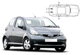 Sluneční clony na okna - TOYOTA Aygo hatchback 3dv. (2005-2014) - Komplet sada (TOY-AYGO-3-A)