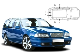 Sluneční clony na okna - VOLVO V70 Combi (1997-2000) - Komplet sada (VOL-V70-E-X)