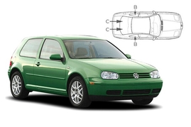 Sluneční clony na okna - VW Golf IV. hatchback 3dv. (1997-2003) - Komplet sada (VW-GOLF-3-D)