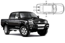 Sluneční clony na okna - MITSUBISHI L 200 pick-up (1996-2006) - Komplet sada (MIT-L200-4-A)